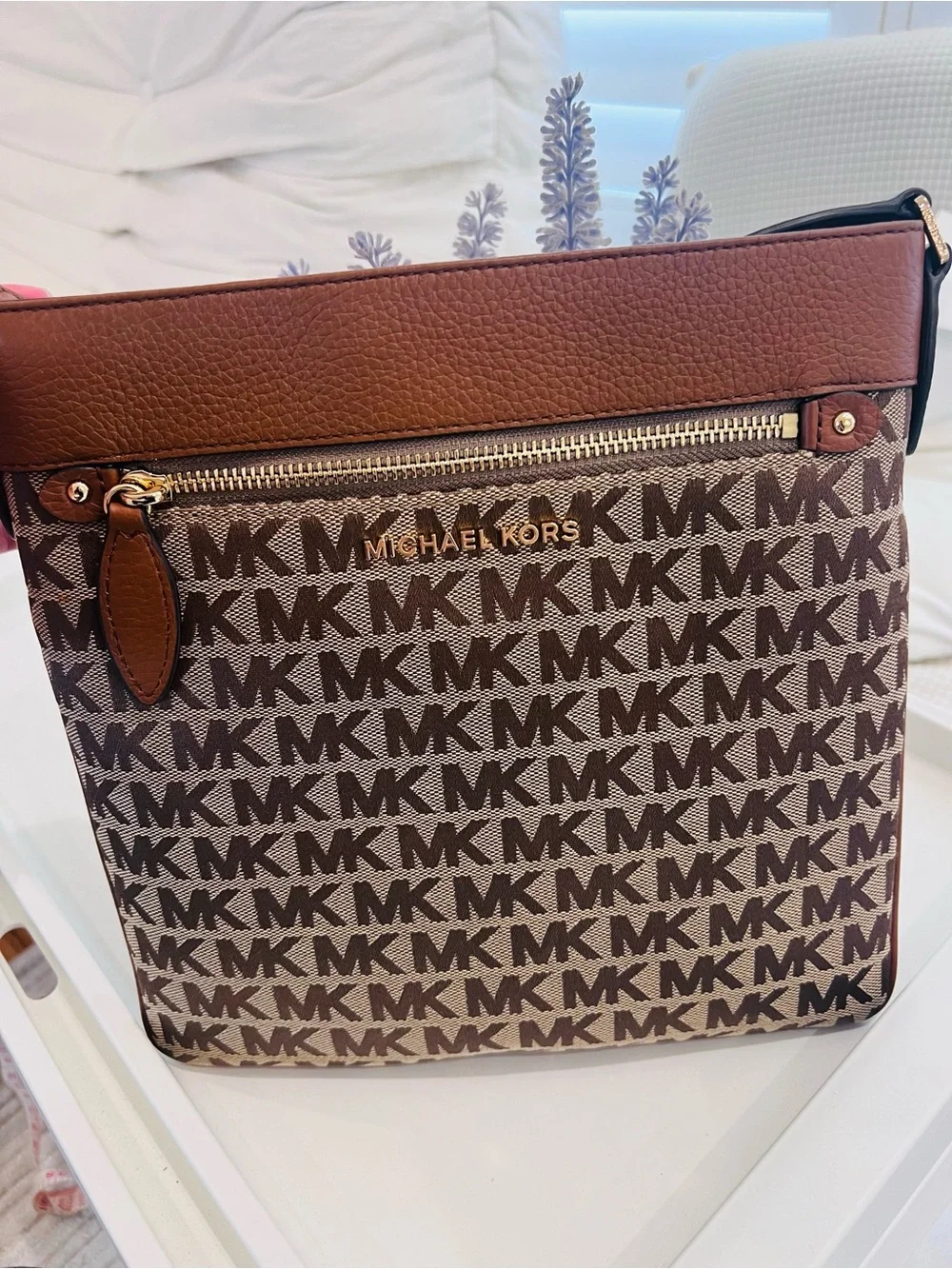 Michael Kors Men's Brown MK Logo Crossbody Bag